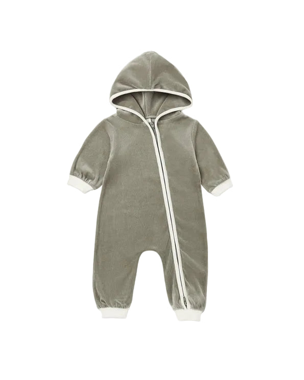 Velour Zip Jumpsuit Spruce