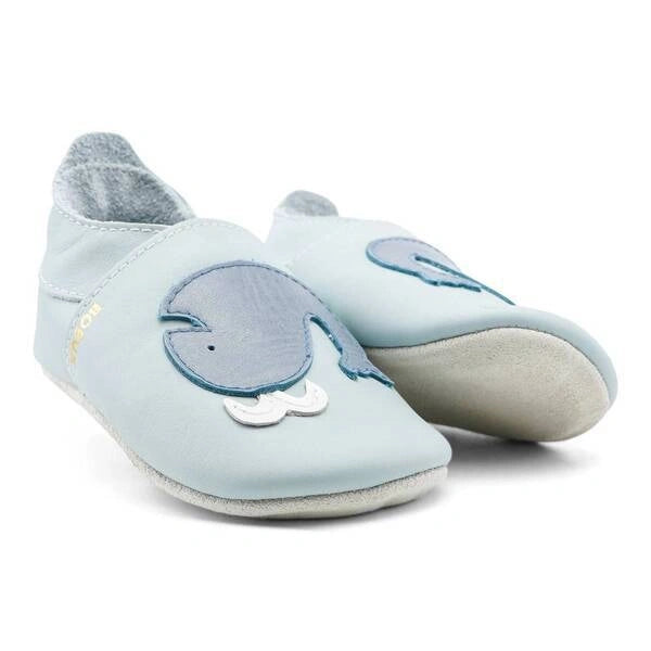 Whale on Sky Grey Soft Sole Shoes