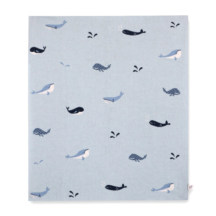 Whales Organic Cotton Jacquard Knit Baby Blanket