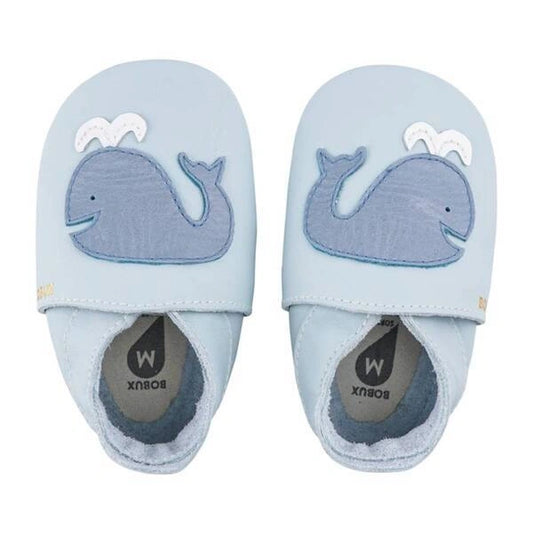 Whale on Sky Grey Soft Sole Shoes