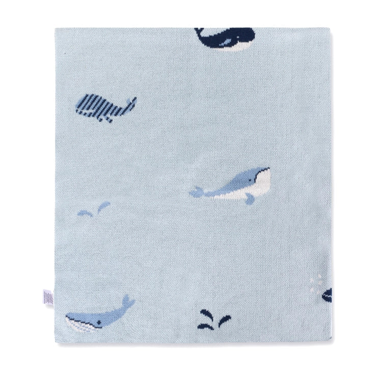Whales Organic Cotton Jacquard Knit Baby Blanket