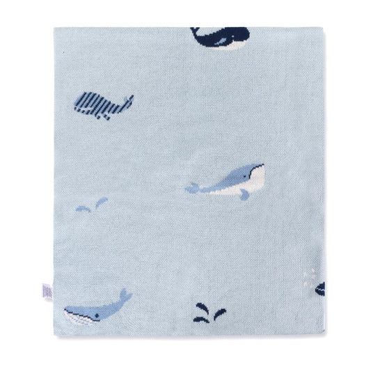 Whales Organic Cotton Jacquard Knit Baby Blanket