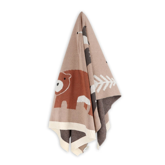 Woodland Bear Organic Jacquard Sweater Knit Blanket