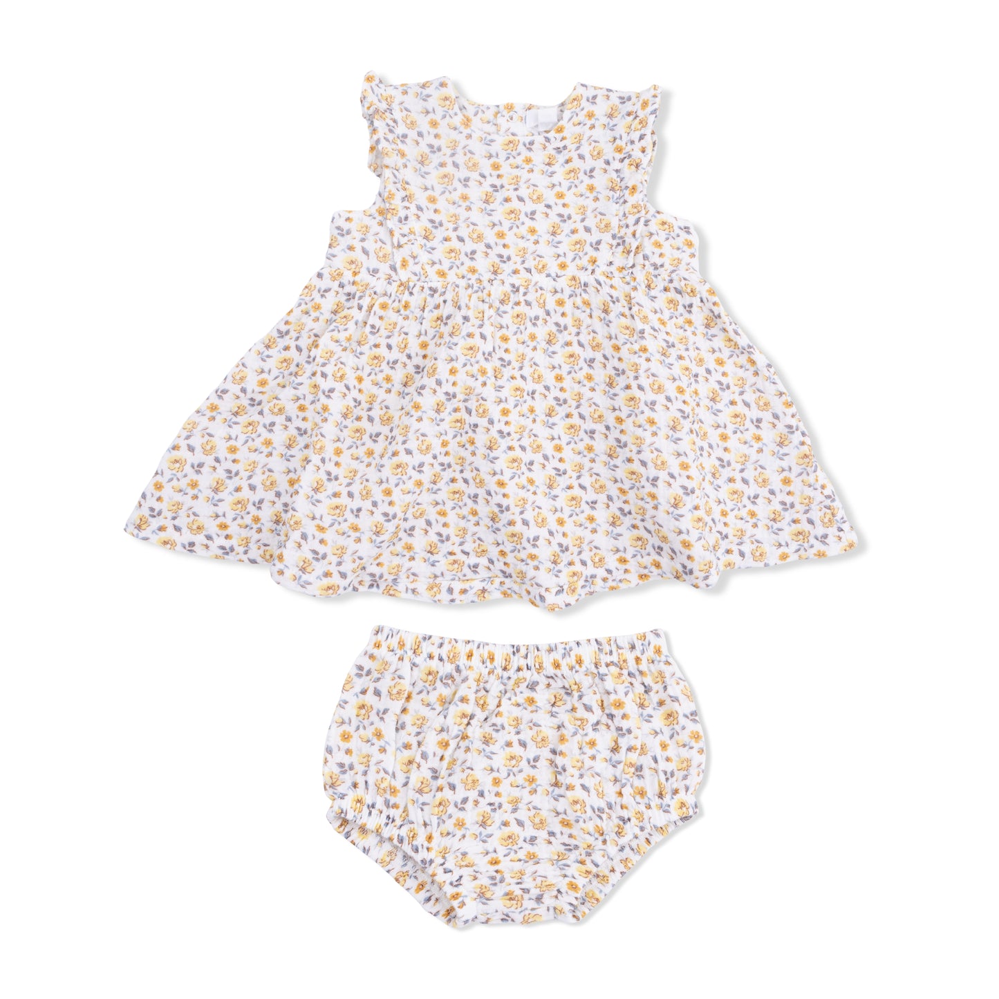 Ruffle Dress & Bloomer in Yellow Country Roses