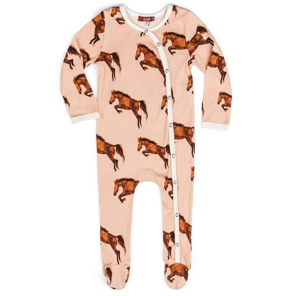 Horses Organic Cotton Footed Romper