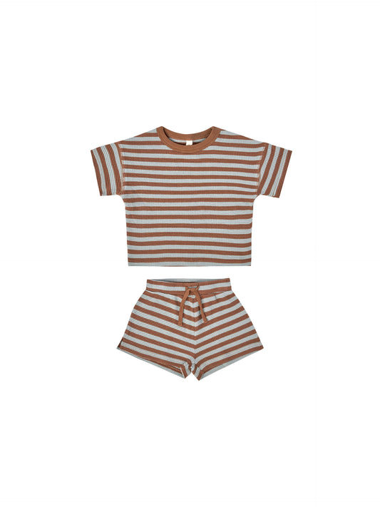 Sienna Sky Stripe Waffle Short Set