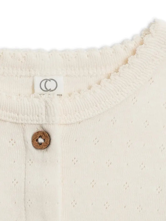 Pointelle Button Down Cardigan in Ivory