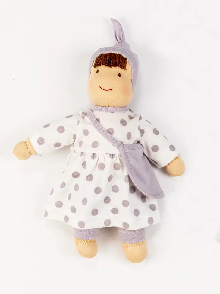 Organic Jill Waldorf Dress Up Doll in Lavener Dot